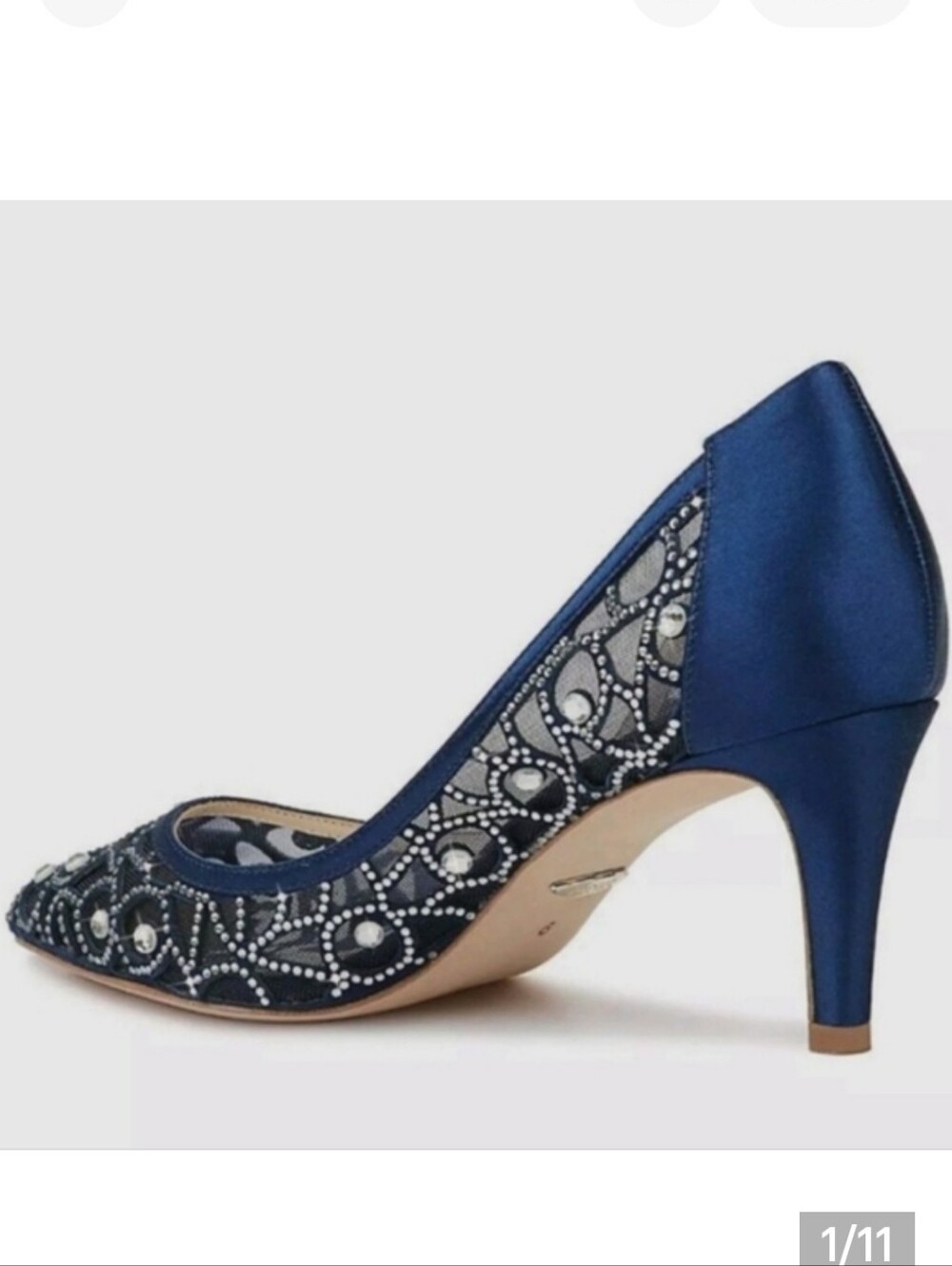 Badgley Mischka Eileen Crystal Mesh Jeweled Heels Pump Spikes Blue Luxury Silver